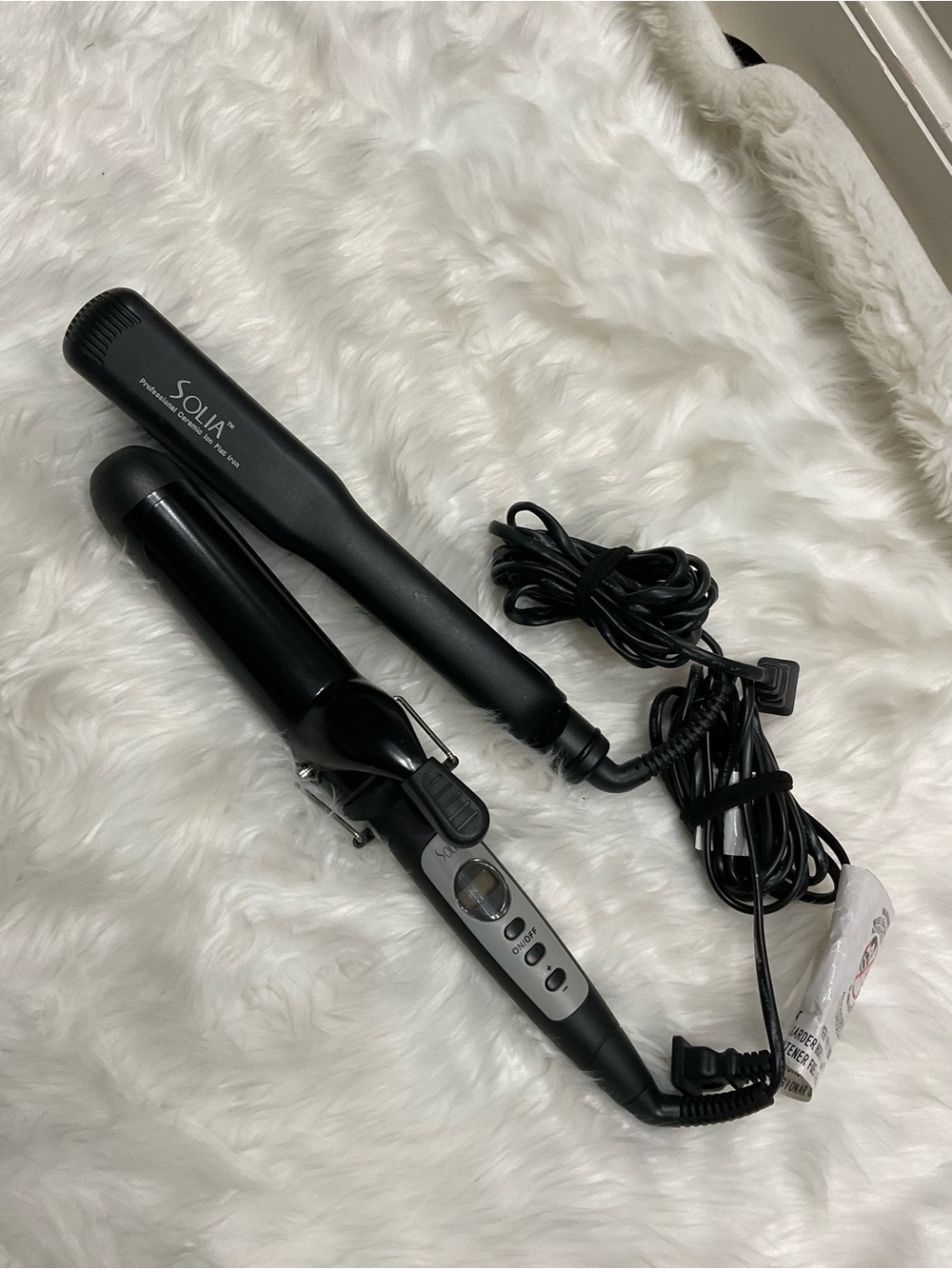 Solia Black 1" Curling Iron and Flat Iron Set